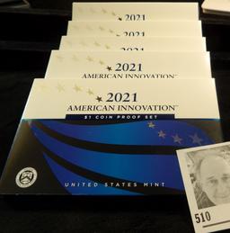 (5) 2021 S New Hampshire, Virginia, New York, & North Carolina American Innovation $1 Coin Reverse P