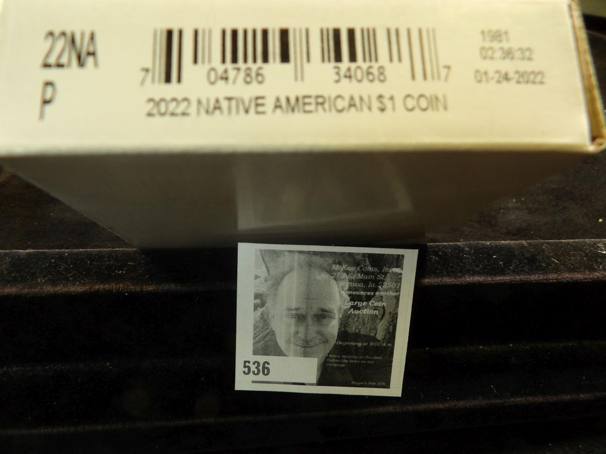 2022 P Native American $1 Original BU Roll in original unopened box of issue. ($25 face)