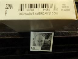 2022 P Native American $1 Original BU Roll in original unopened box of issue. ($25 face)