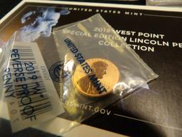 2019 10-piece U.S. Mint Silver Proof Set, plus 2019W Reverse Proof Cent in original box of issue.