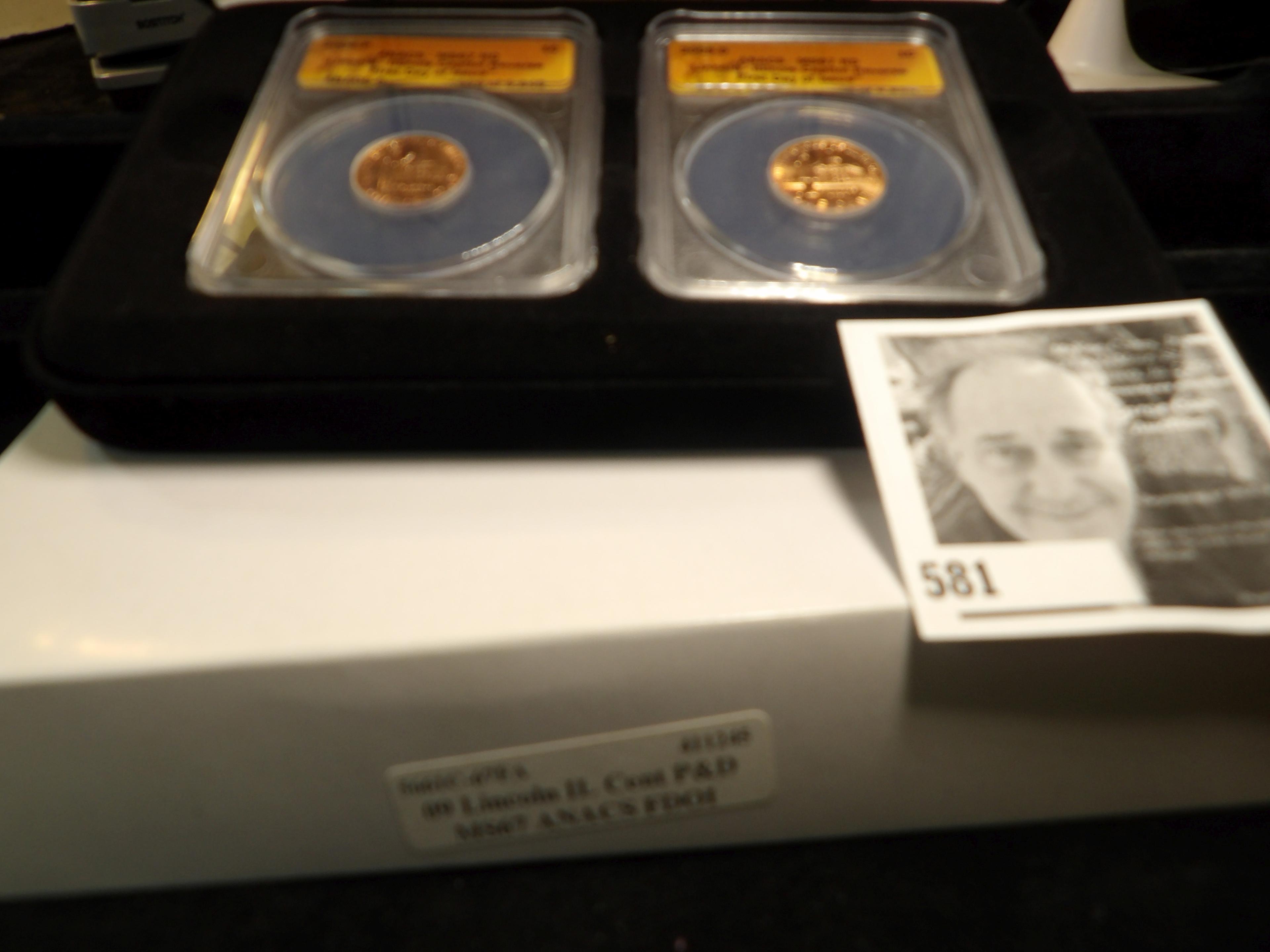 Two-piece Cased Set of 2009 P & D slabbed ANACS MS67 RD Lincoln Capitol Reverse First Day of Issue L