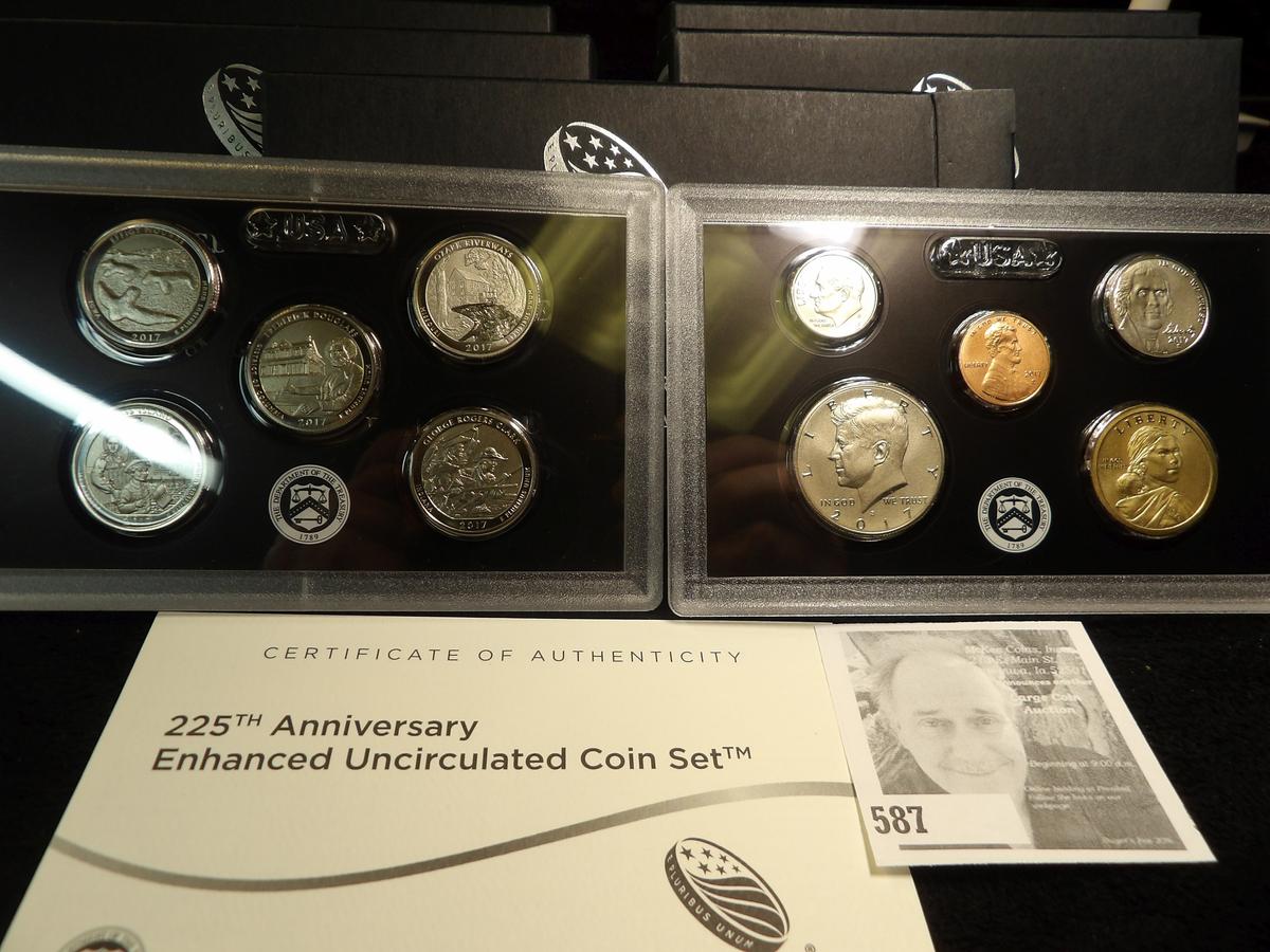 (5) 2017 S 225th Anniversary Enhanced Uncirculated Coin Sets in original boxes as issued.