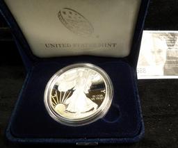 2021 W American Eagle One Ounce Silver Proof Dollar in original box as issued.