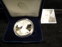 2021 W American Eagle One Ounce Silver Proof Dollar in original box as issued.