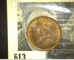 1918 George V Canada Large Cent, Red-Brown MS65.