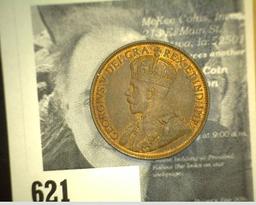 1913 King George V Canada Large Cent, Red & Brown Uncirculated.