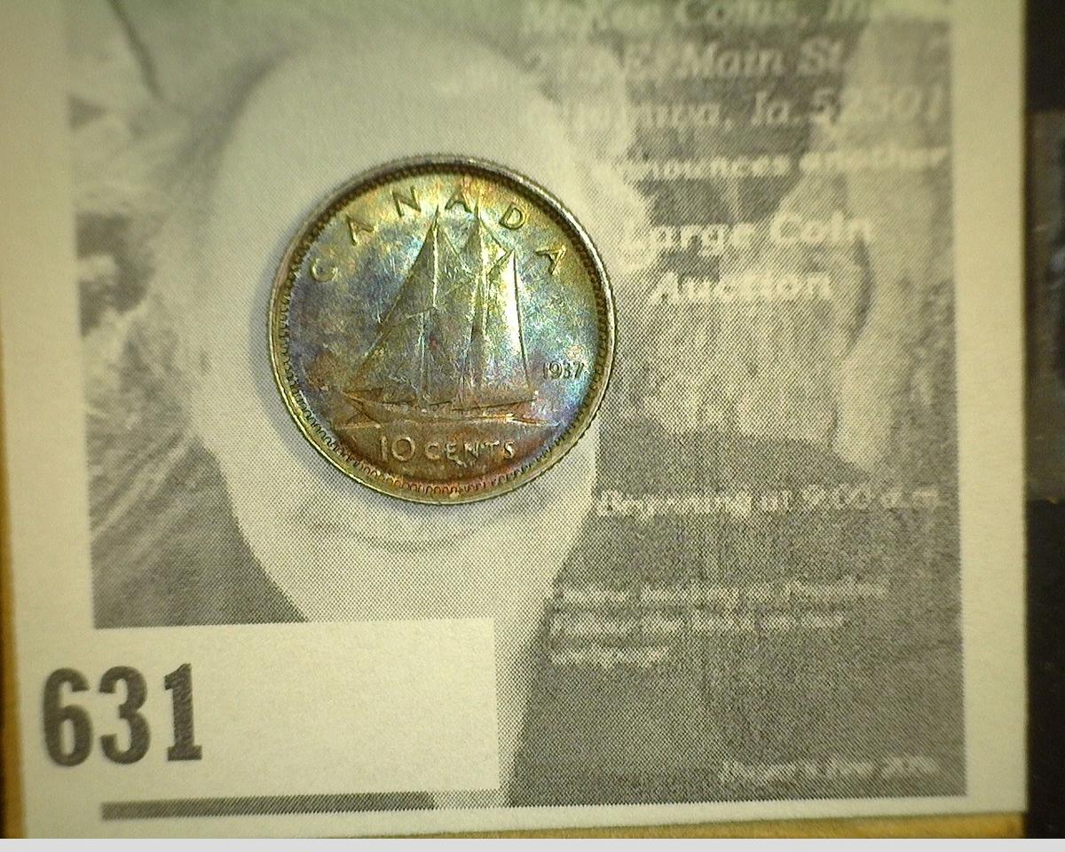 1937 King George VI Canada Silver Dime, Superbly toned BU.