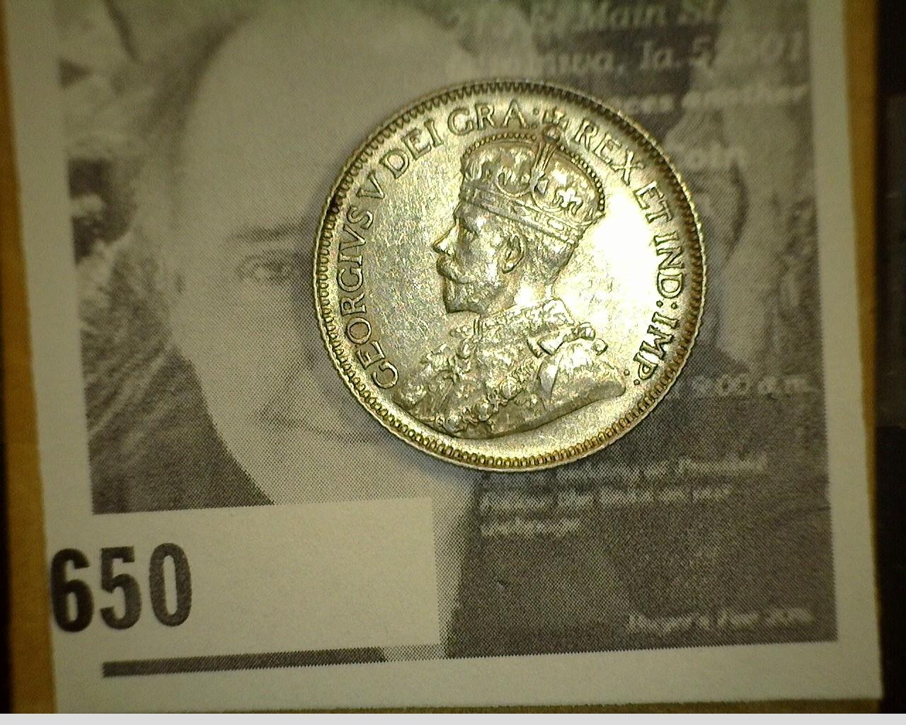 1936 King George V Canada Quarter, AU59-Brilliant Uncirculated.