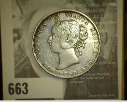 1899 New Foundland Silver Half Dollar depicting Queen Victoria, VF.