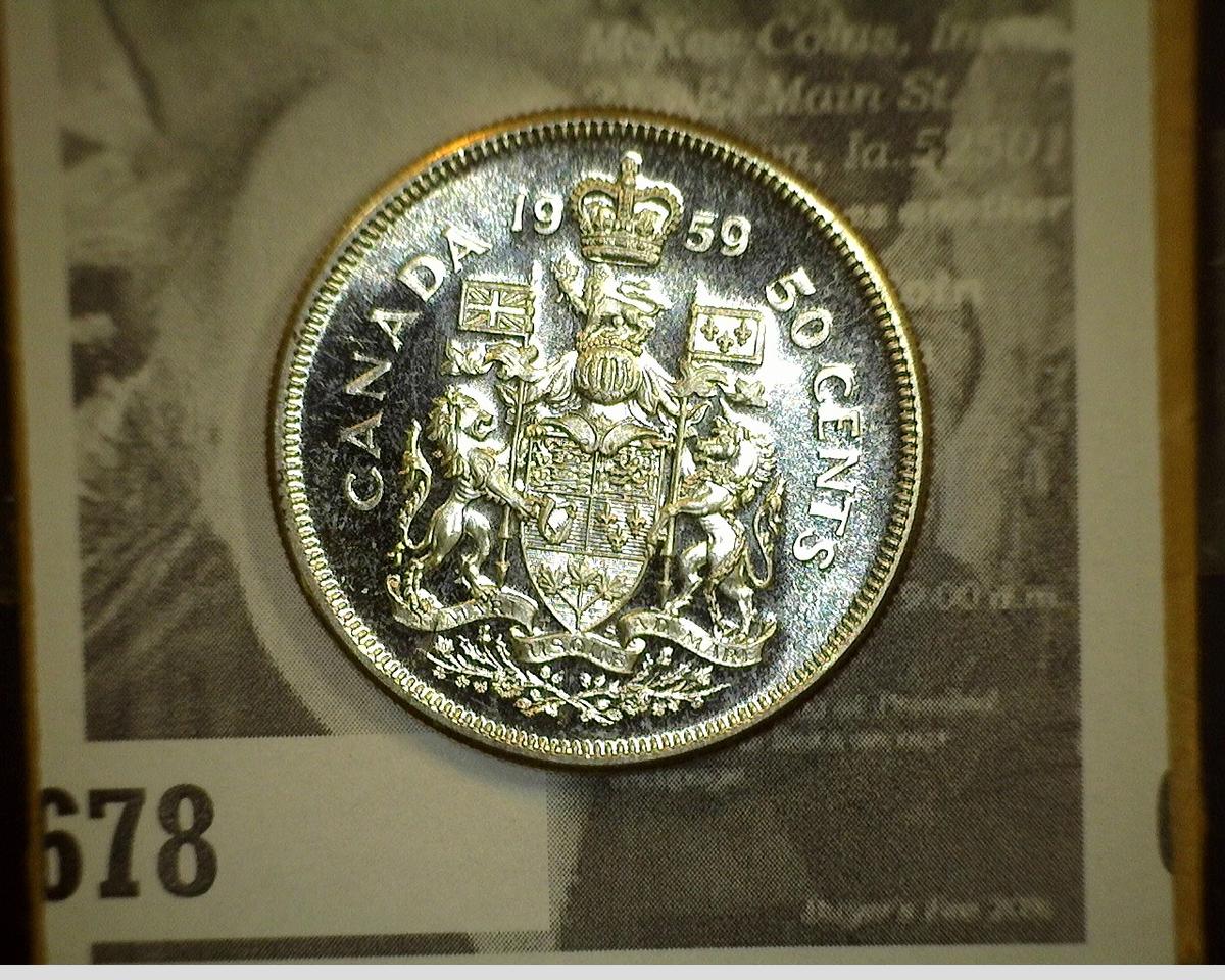 1959 Elizabeth II Canada Silver Half Dollar, Gem BU Prooflike.