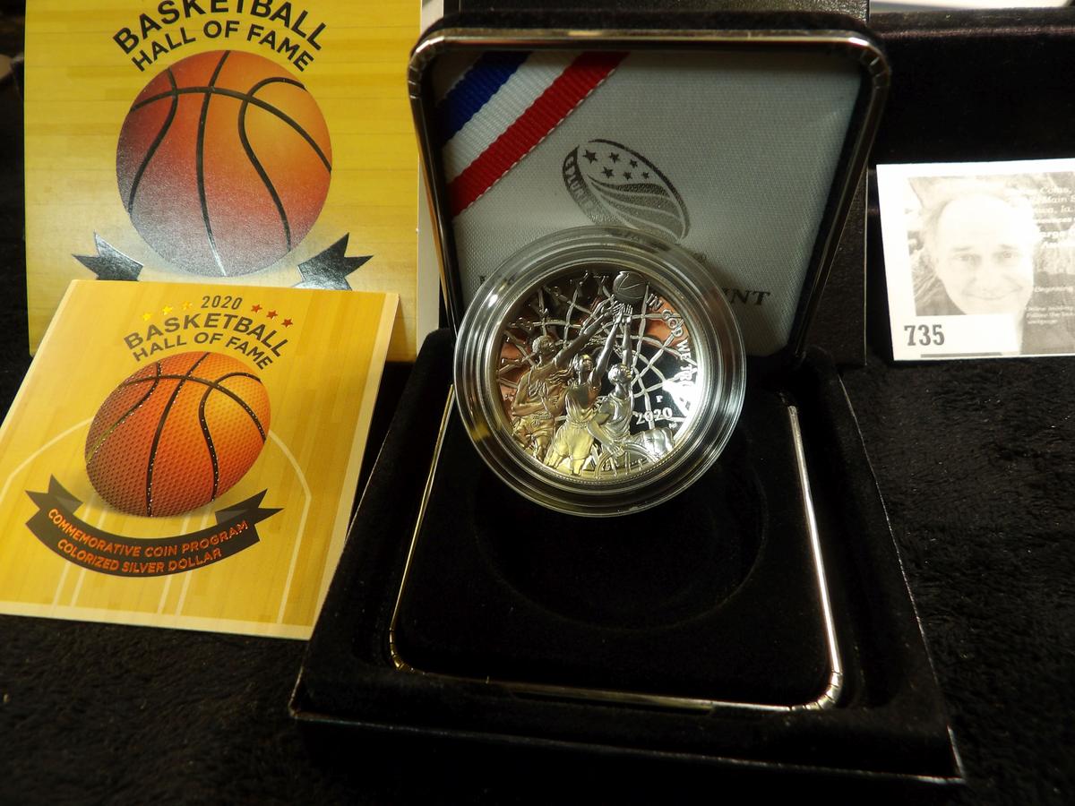 2020 S Basketball Hall of Fame Proof Commemorative Silver Dollar in original U.S. Mint box of issue.