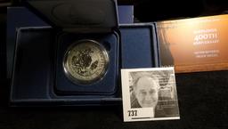 1620-2020 Mayflower 400th Anniversary Silver Reverse Proof Medal, Philadelphia Mint, 99.9% Silver, O