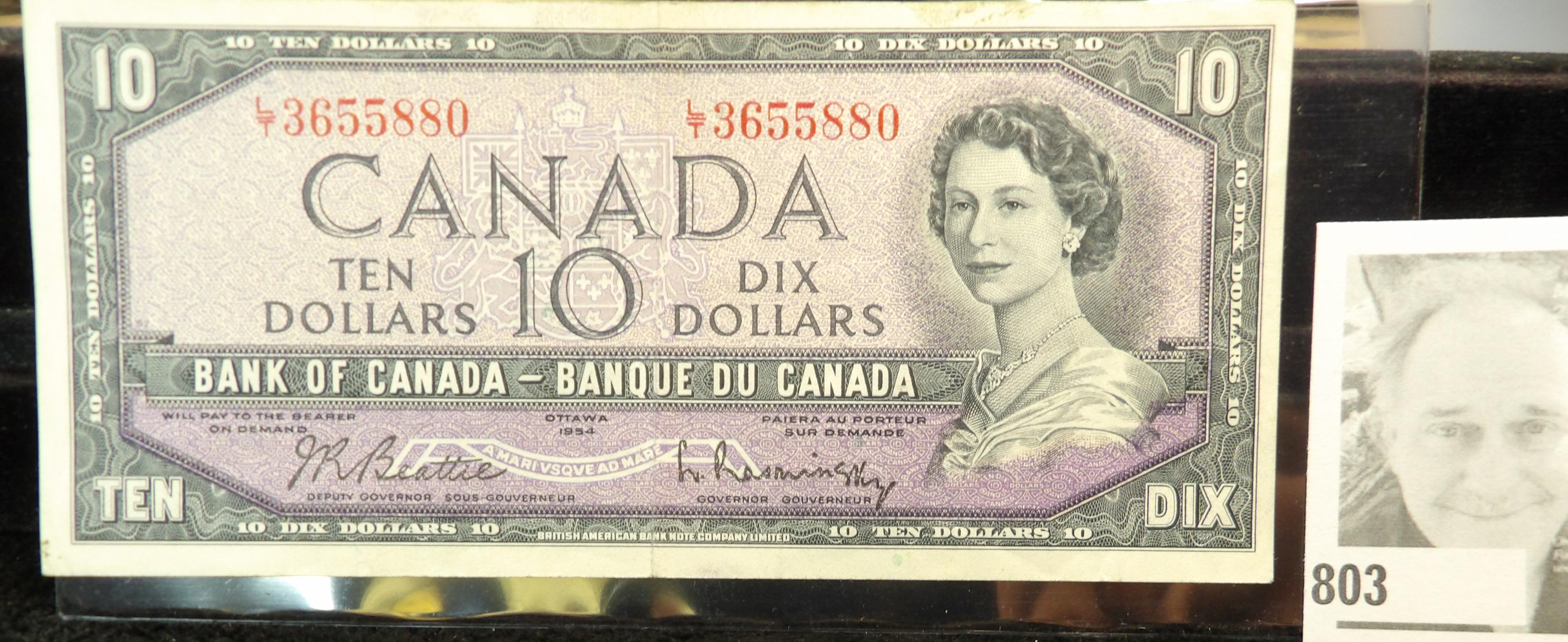 1954 High grade Bank of Canada $10 Note.