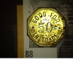 FARRAR MERCANTILE/CO./FARRAR,/IOWA., GOOD FOR/50c/IN TRADE, br., oct., 29mm.