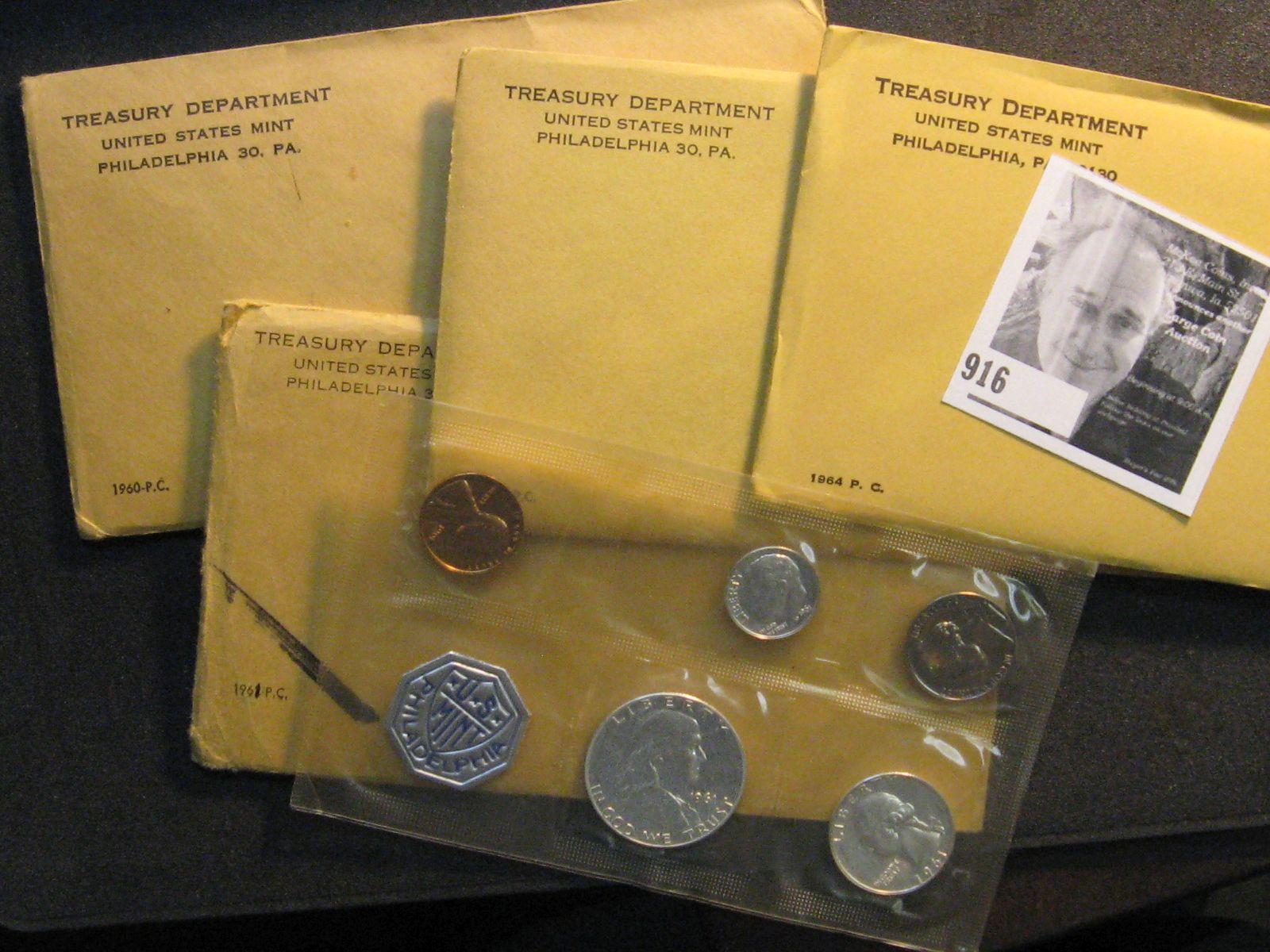 1960, 1961 Opened, 1963 & 1964 US Proof Set Unopened Original as Issued.