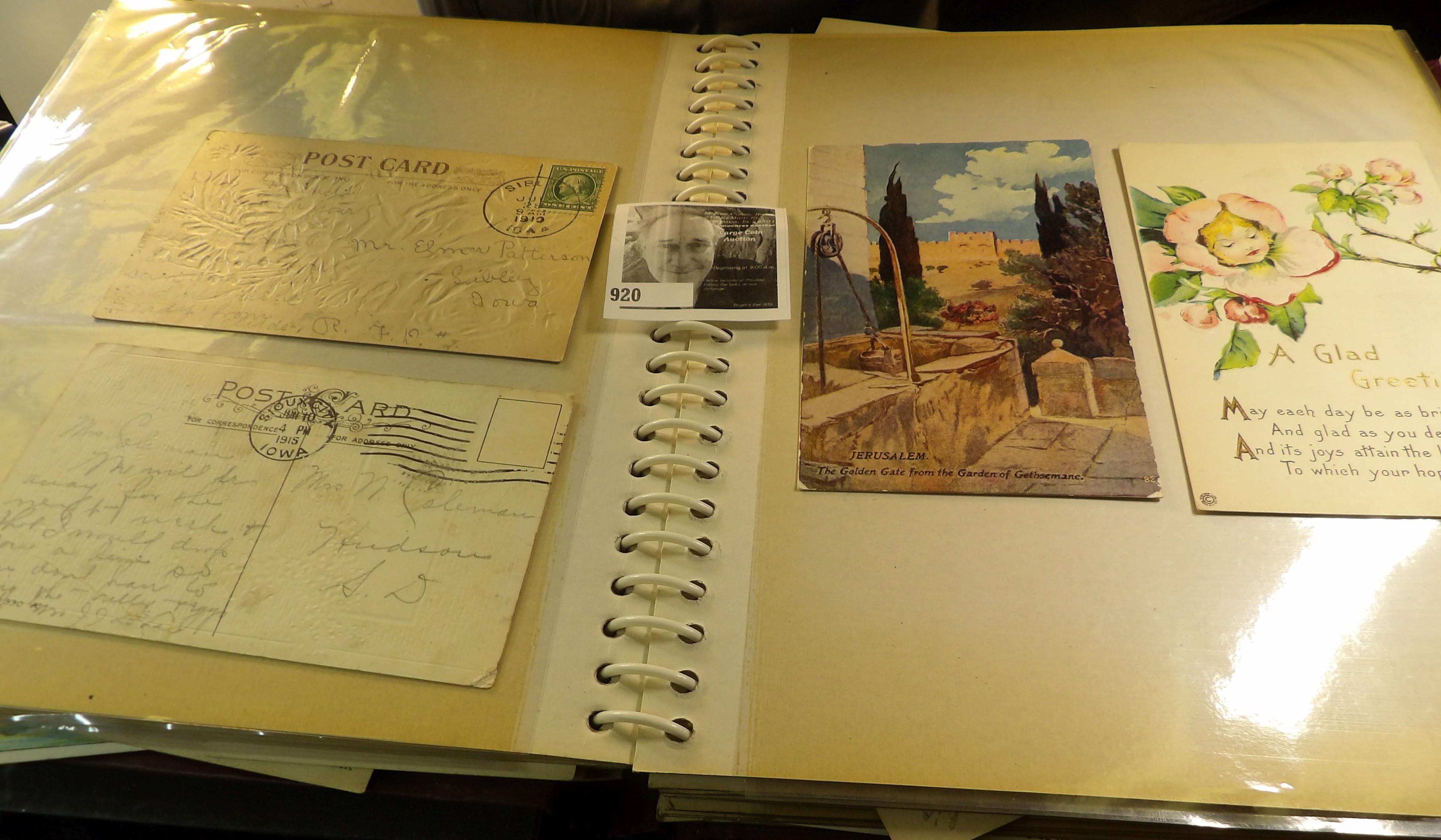 Large Album full of Christmas, Birthday, and other Post Cards. A nice, very old selection that someo