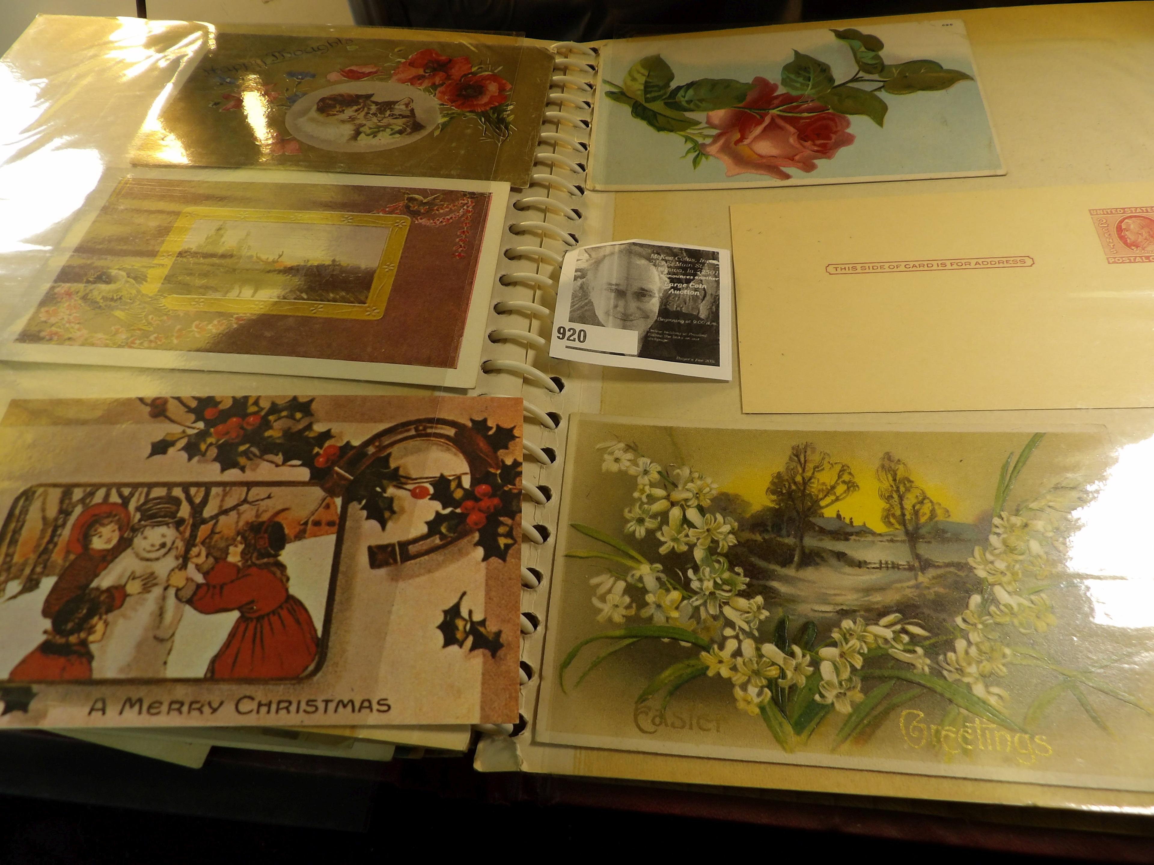 Large Album full of Christmas, Birthday, and other Post Cards. A nice, very old selection that someo