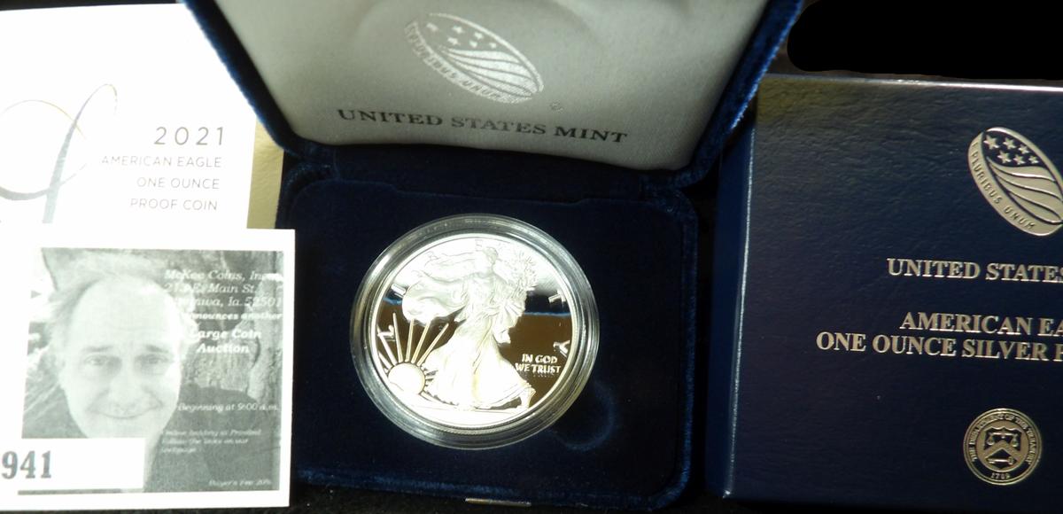 2021 West Point One Ounce Silver Proof Silver Eagle Coin in original box of issue.