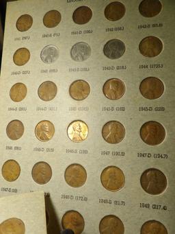 1919-1960 Partial Set of Lincoln Cents in a group of four separated Coin Boards. Includes such rarit