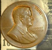 Herbert Hoover Presidential Inaugural Medal, bronze, high relief, 34mm.