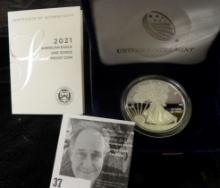 2021 W American Eagle One Ounce Silver Proof Dollar in original box as issued.
