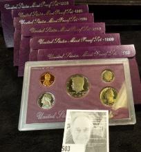 1988 S, 89 S, 90 S, 91 S, 92 S, & 93 S U.S. Proof Sets in their original boxes of issue.