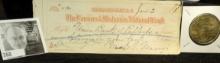 Jan. 2, 1895 Bank Check drawn on The Farmers & Mechanics National Bank, Georgetown, D.C. (currently
