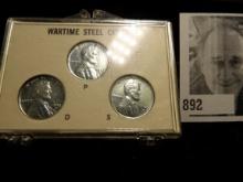 1943 P, D, & S Wartime Steel Cents in a plastic case.