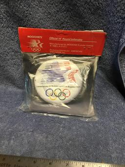 Vintage Los Angeles Olympic Eagle inflatable seat cushion in original package