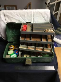 Vintage marble colored tacklebox with contents