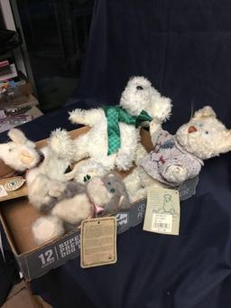 Vintage box of four piece Boyds stuffed animals with tags