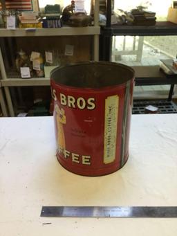 vintage large 1939 red can brand Hills Bros. coffee tin