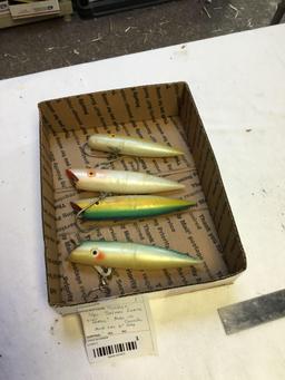 vintage four piece salmon lures Tomic made in Canada