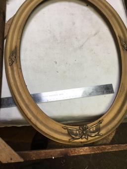 rare, World War I military oval picture frame, in original packing crate