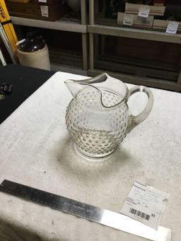 vintage glass, lemonade, pitcher with applied handle