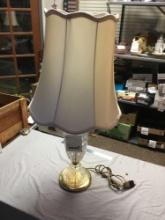 High end, German lead crystal lamp works perfectly very heavy with fabric shade