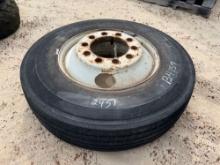 (1) 10R22.5 TIRE W/ RIM