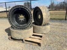 (4) Solid Skid Steer Tires & Rims