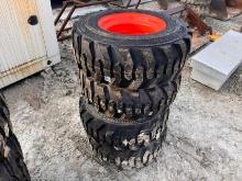 Forerunner Set of Skid Steer 12-16.5 Tires on 8 Lug Rims