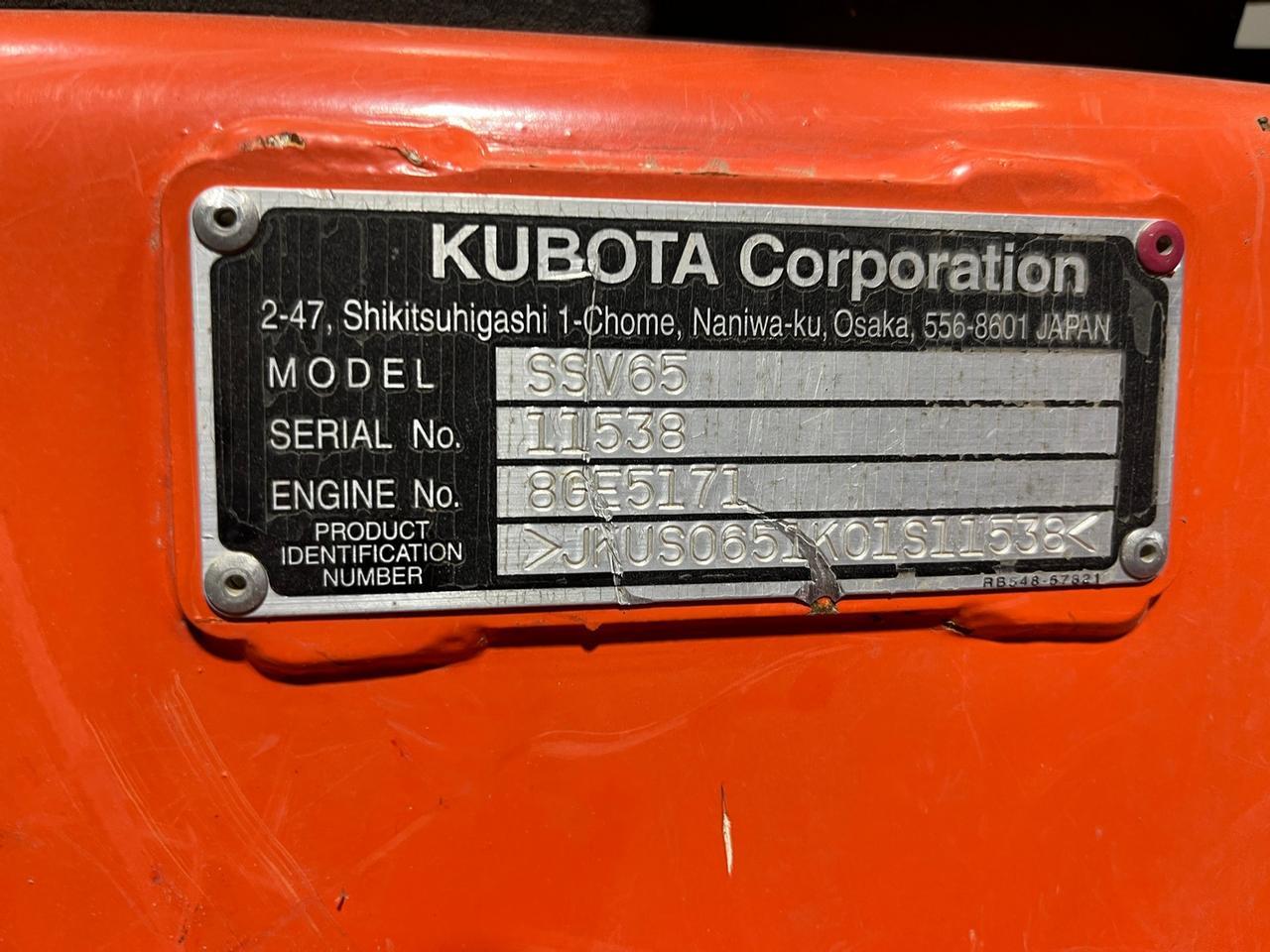 2016 Kubota SSV65 Skid Steer Loader