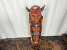 Wooden Indian Head Statue