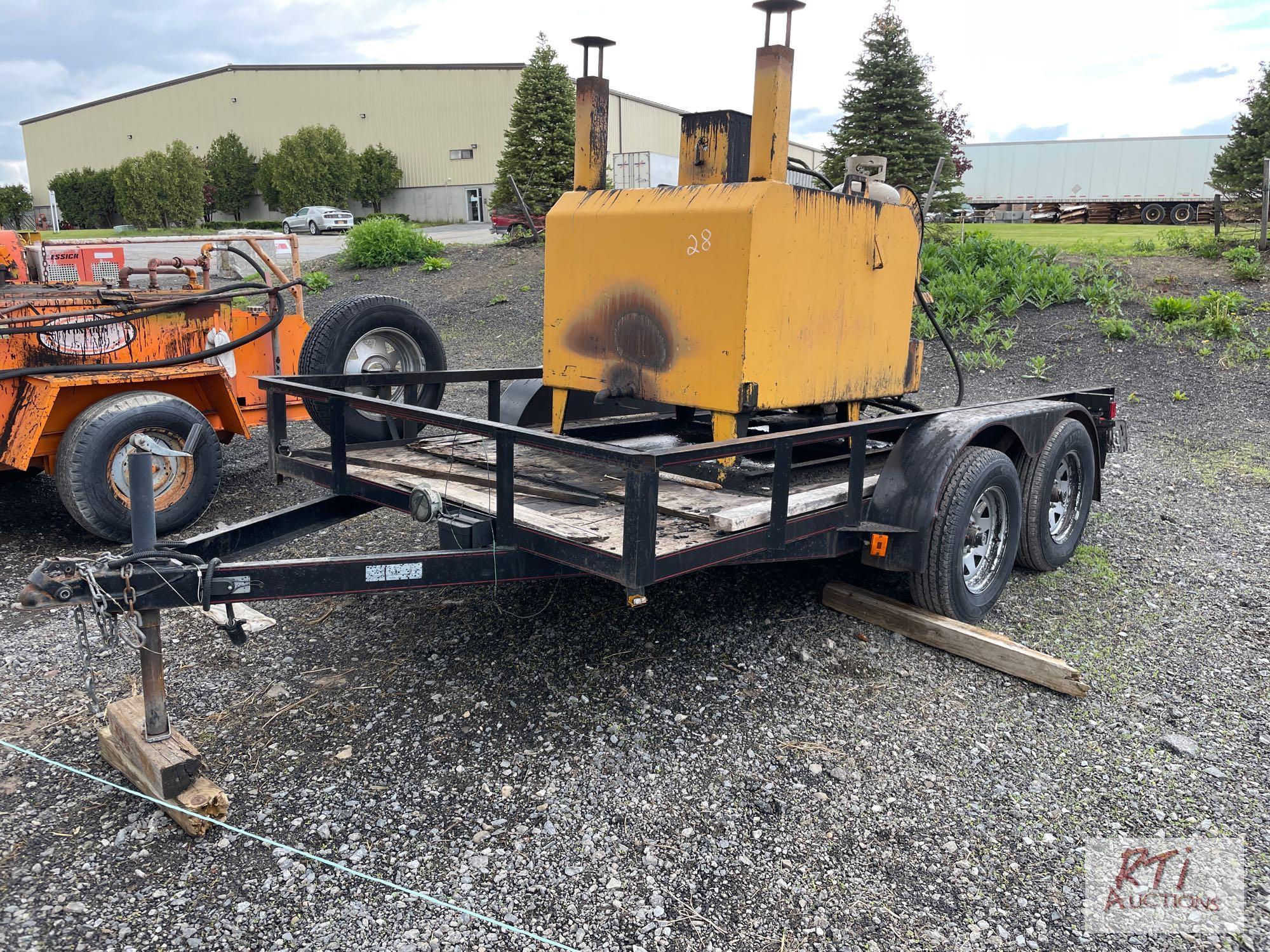 ...Leeboy hot box, Honda engine, mounted on 2018 Rogers tandem utility trailer VIN: 7GRN212EXJZ00250