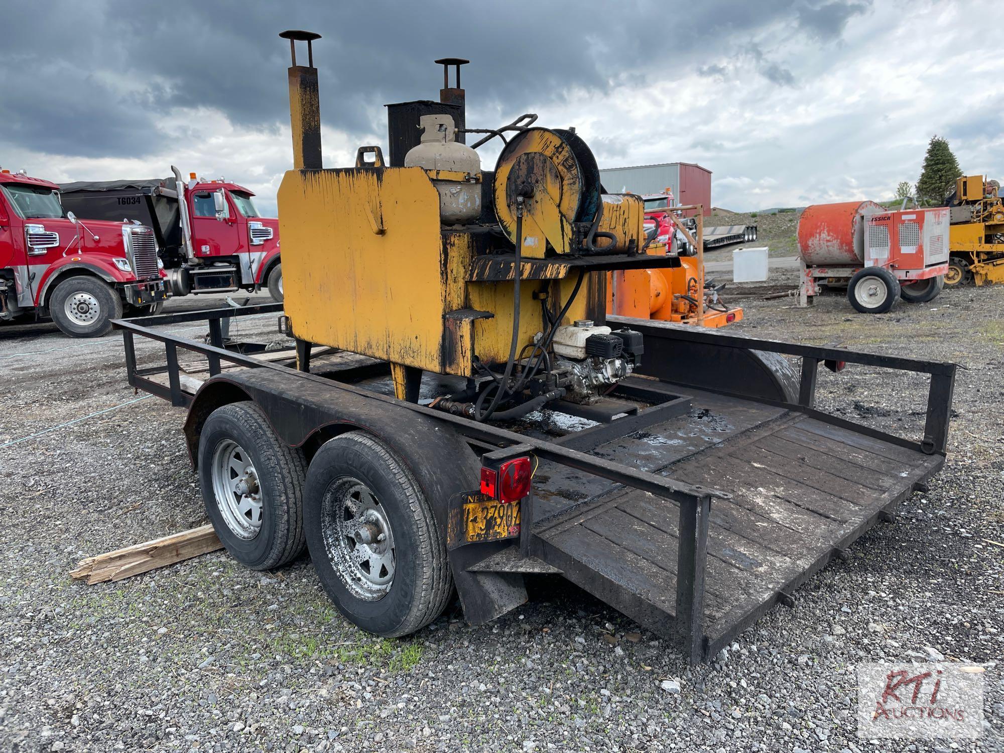 ...Leeboy hot box, Honda engine, mounted on 2018 Rogers tandem utility trailer VIN: 7GRN212EXJZ00250