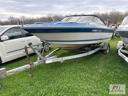 1987 Sea Ray 21ft boat with inboard motor, cover, VIN:SERC1840A787 on 2020 homemade galvanized