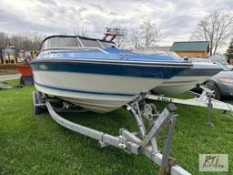 1987 Sea Ray 21ft boat with inboard motor, cover, VIN:SERC1840A787 on 2020 homemade galvanized