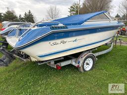 1987 Sea Ray 21ft boat with inboard motor, cover, VIN:SERC1840A787 on 2020 homemade galvanized