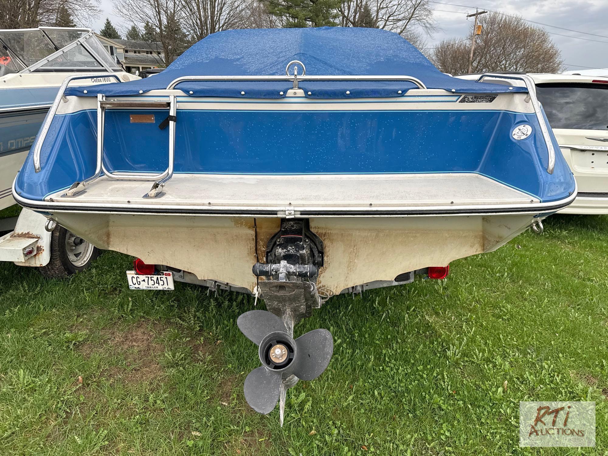 1987 Sea Ray 21ft boat with inboard motor, cover, VIN:SERC1840A787 on 2020 homemade galvanized