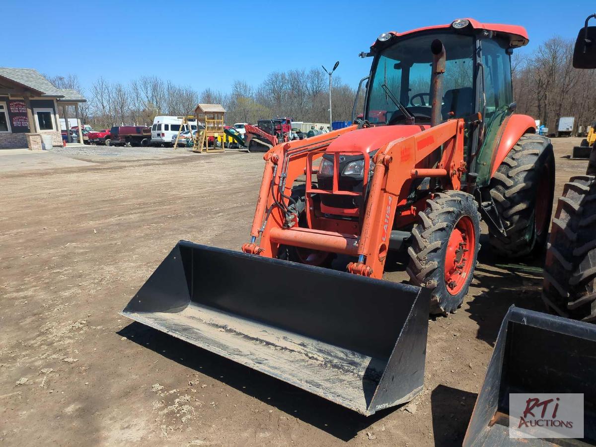 Kubota M7060 MFWD tractor with cab and loader, 4766 hrs., 12 speed with LH reverse, 16.9x30 tires...