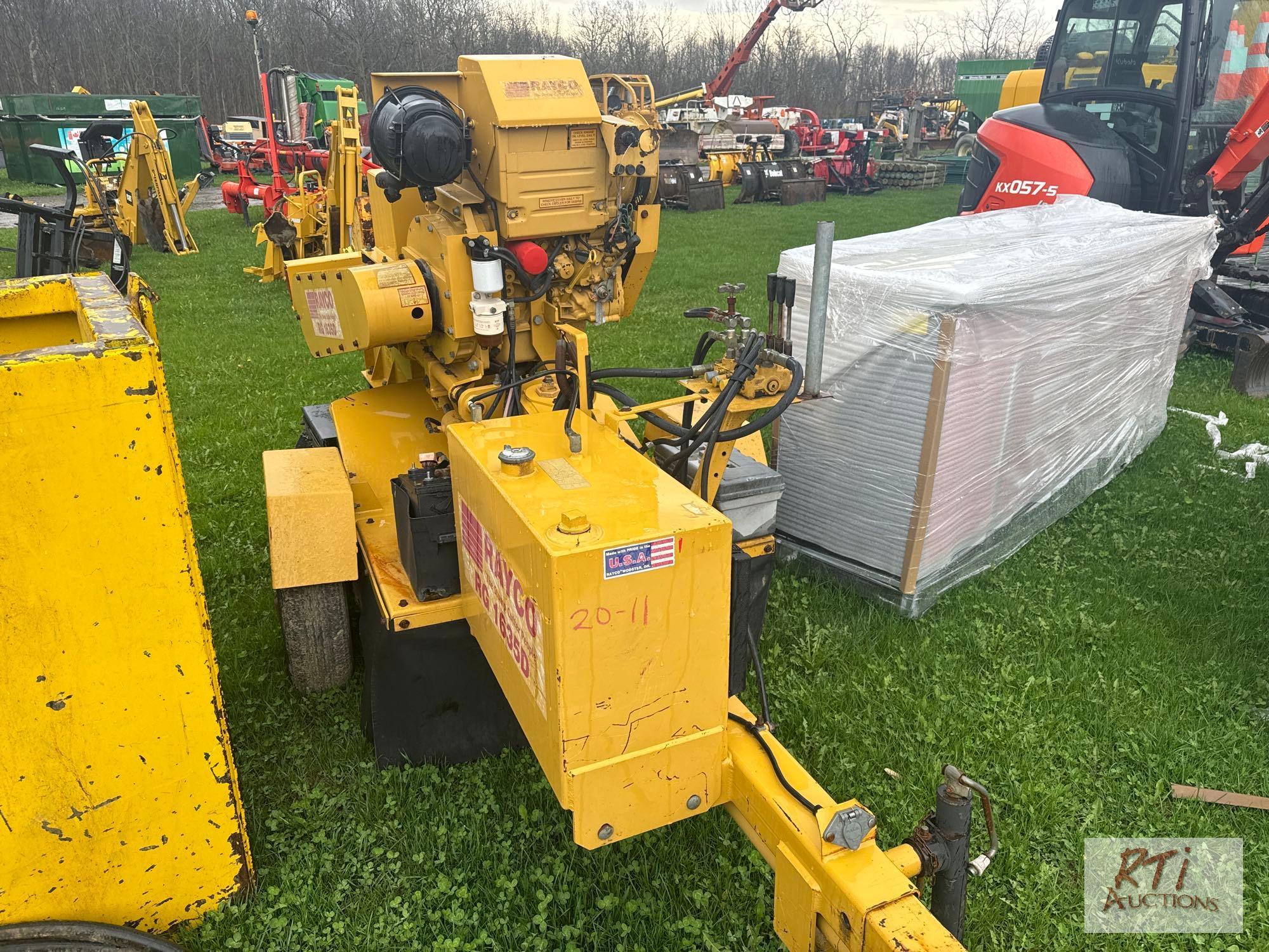 Rayco RG1635D tow behind stump grinder, diesel engine