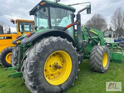 John Deere 7830 MFWD tractor with cab, loader with grapple, 710/70 R38 rear tires, 3 remotes,